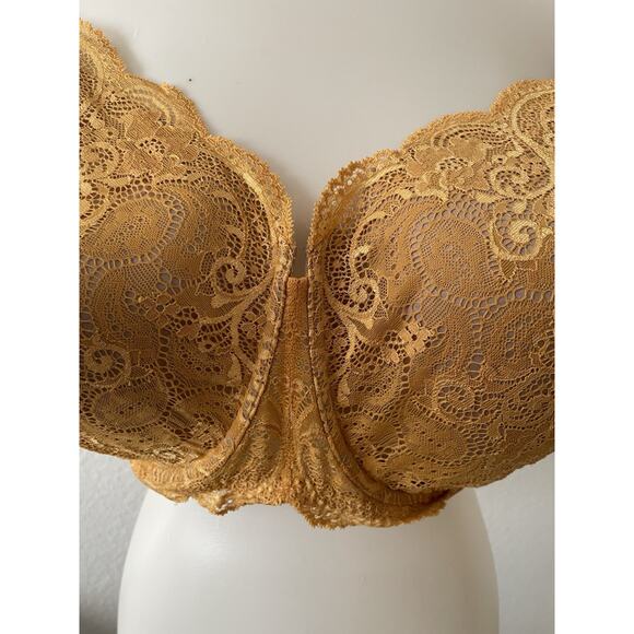 Third Love Bra Lingerie 24/7 Lace Balconette Intimates Yellow Tan - Picture 2 of 12